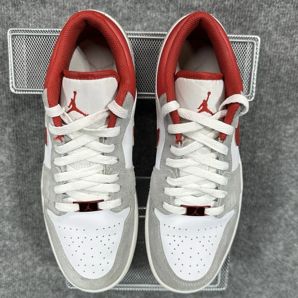 NIKE Air Jordan 1 Low SE Light Smoke Grey Gym Red Glitter Mens 8.5 Womens 10